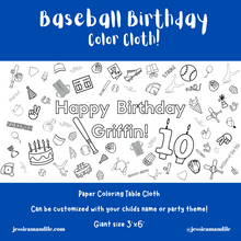 Load image into Gallery viewer, Baseball Birthday Coloring Cloth