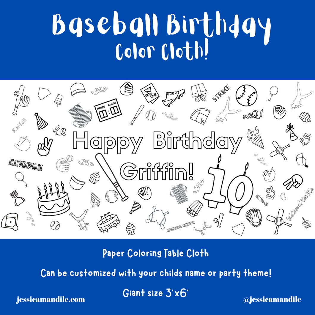 Baseball Birthday Coloring Cloth