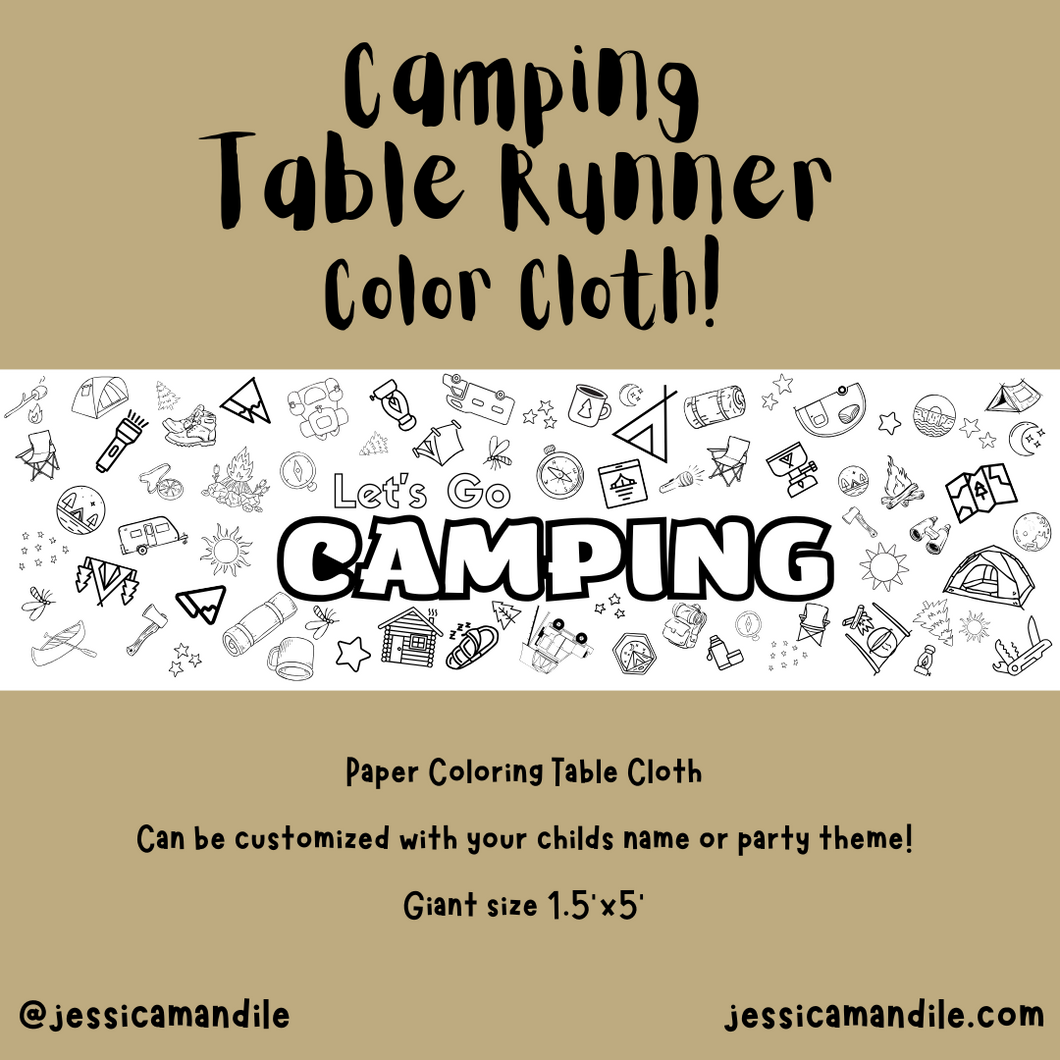 Camping Table Runner Coloring Cloth