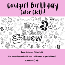 Load image into Gallery viewer, Cowgirl Birthday Coloring Cloth