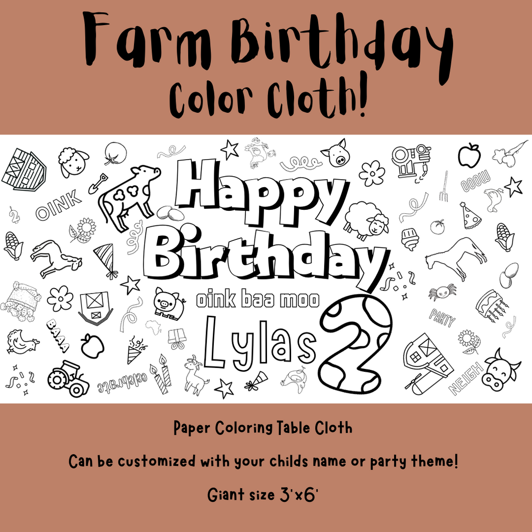 Farm Birthday Coloring Cloth