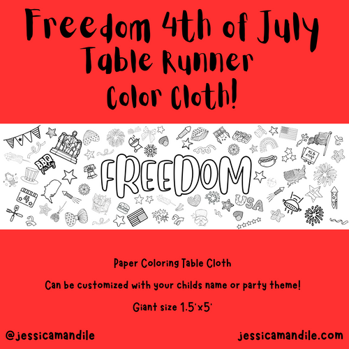 Freedom 4th of July Table Runner Coloring Cloth