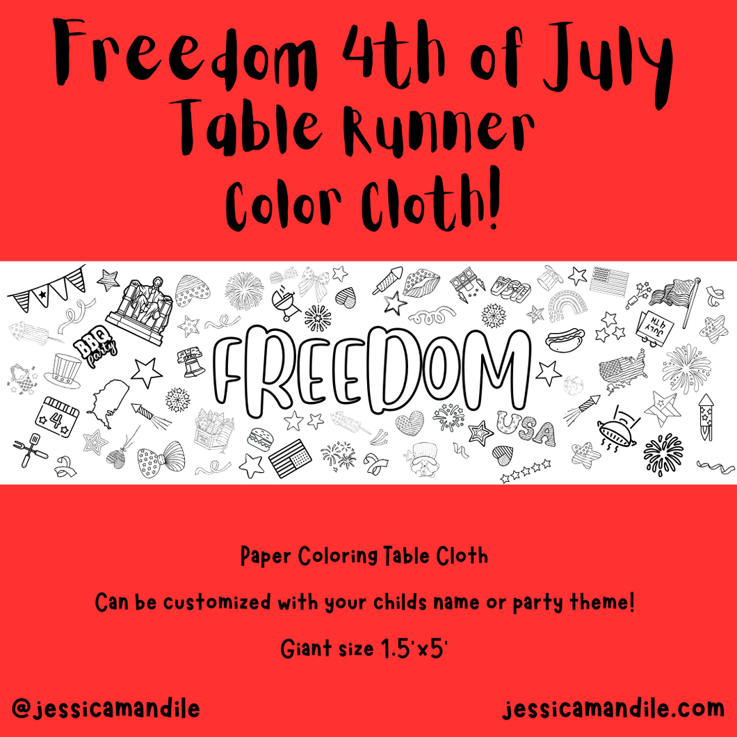Freedom 4th of July Table Runner Coloring Cloth