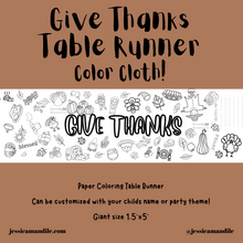 Load image into Gallery viewer, Give Thanks Table Runner Coloring Cloth