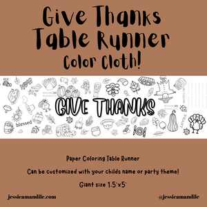 Give Thanks Table Runner Coloring Cloth