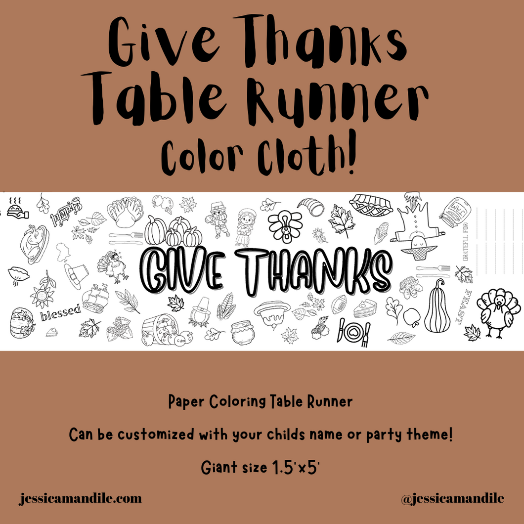 Give Thanks Table Runner Coloring Cloth