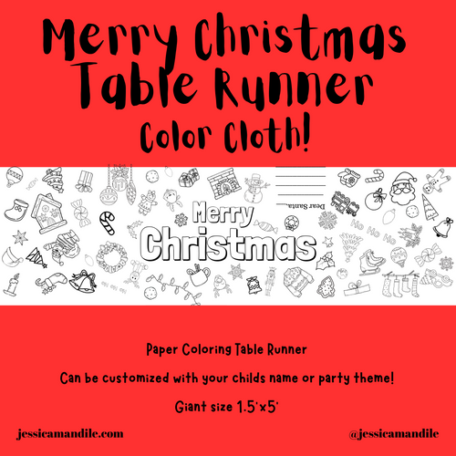 Merry Christmas Table Runner Coloring Cloth