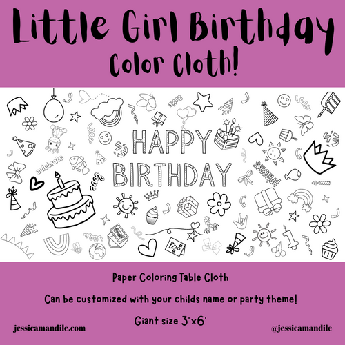 Little Girl Birthday Coloring Cloth