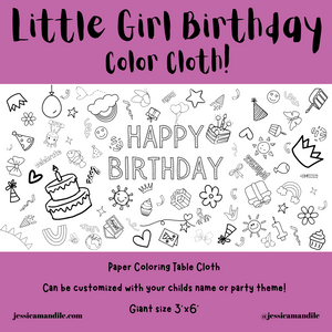 Little Girl Birthday Coloring Cloth