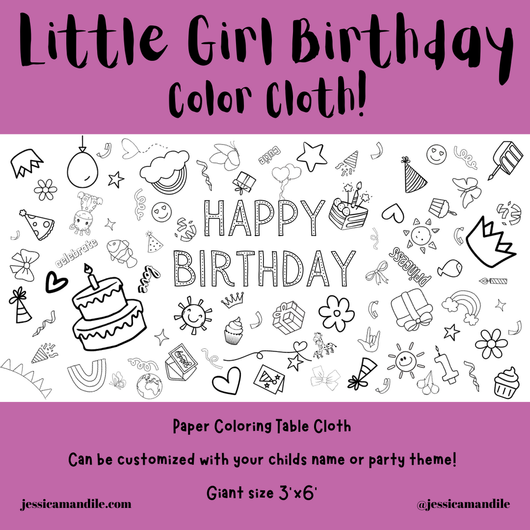 Little Girl Birthday Coloring Cloth