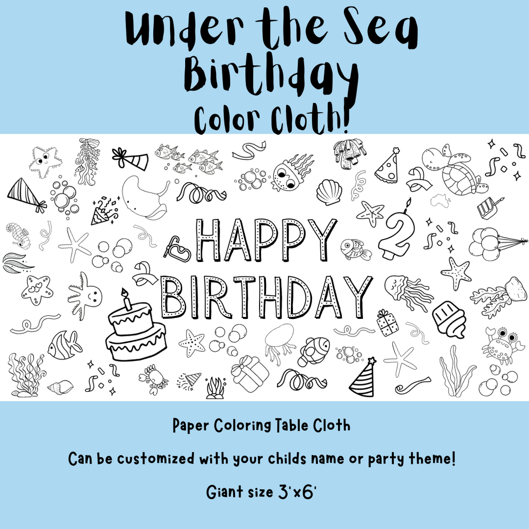 Under The Sea Birthday Coloring Cloth