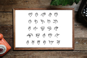 Alphabet, ASL, Sign Language 5x7, 8x10, 11x14, Wall Print