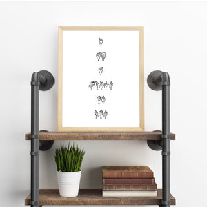 I Am A Child Of God,ASL, Sign Language 5x7, 8x10, 11x14, Wall Print